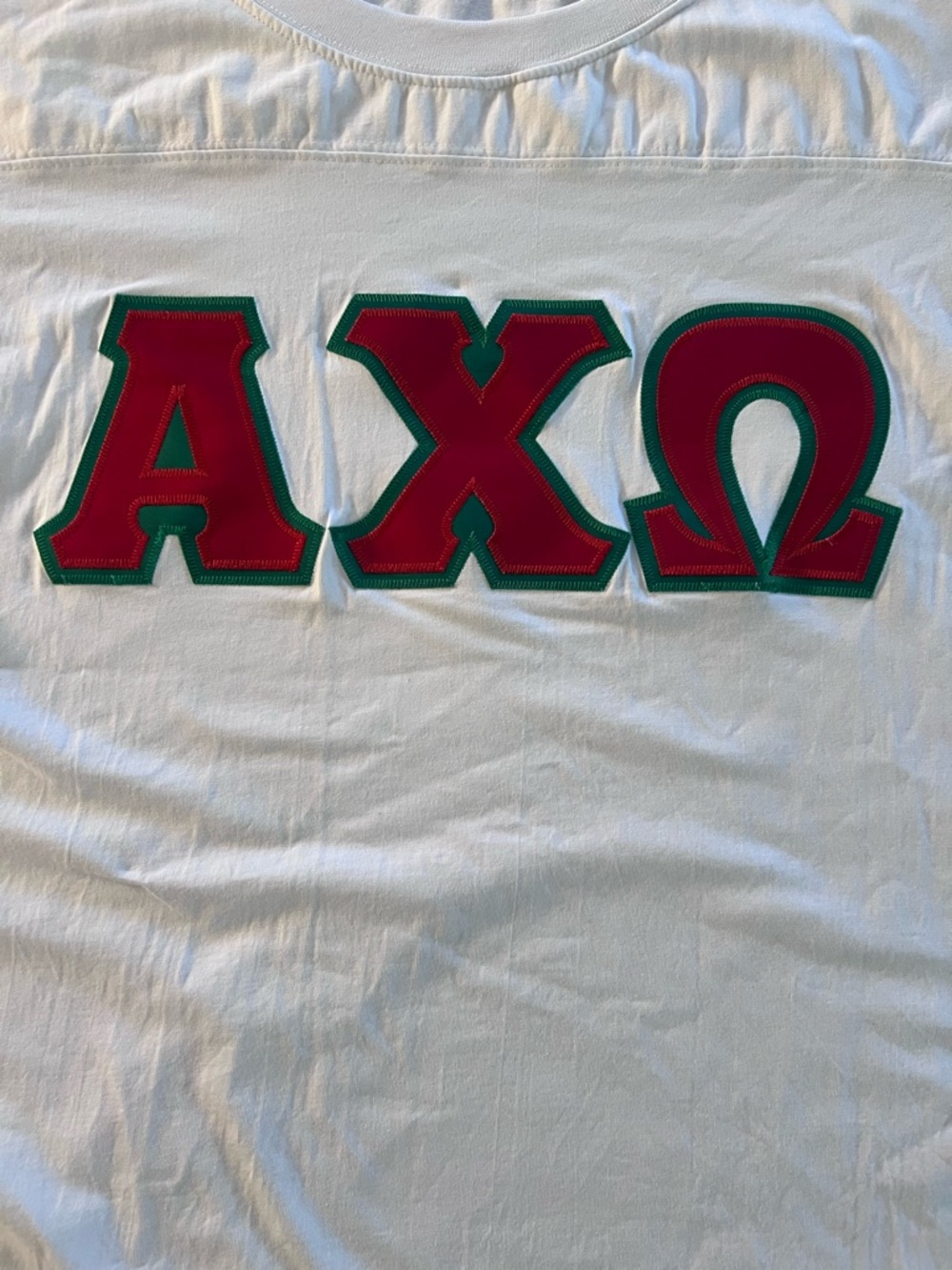 Alpha Chi Omega Greek Letter Crewneck T-Shirt Size XL Like NEW #C-25 - Picture 2 of 6